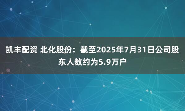 凯丰配资 北化股份：截至2025年7月31日公司股东人数约为5.9万户